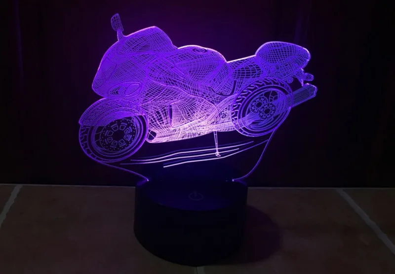 Мотоцикл 3D настольная лампа ночные светильники светодиодные декоративные лампы