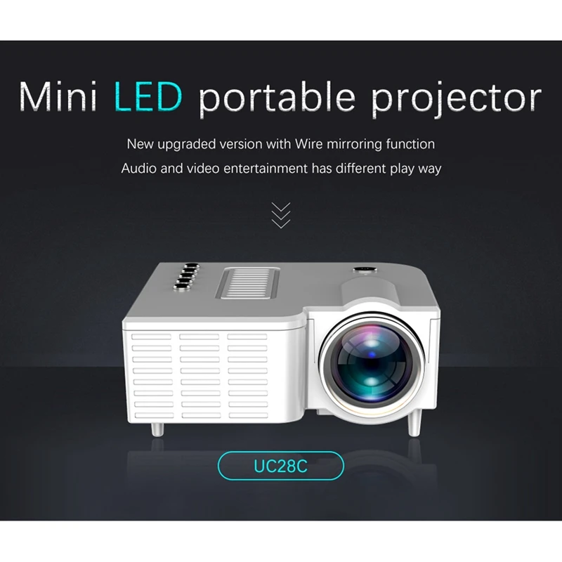 

UC28C Projector Mini Portable Projector Home LED Children's Mobile Phone Projector Supports 1080P White