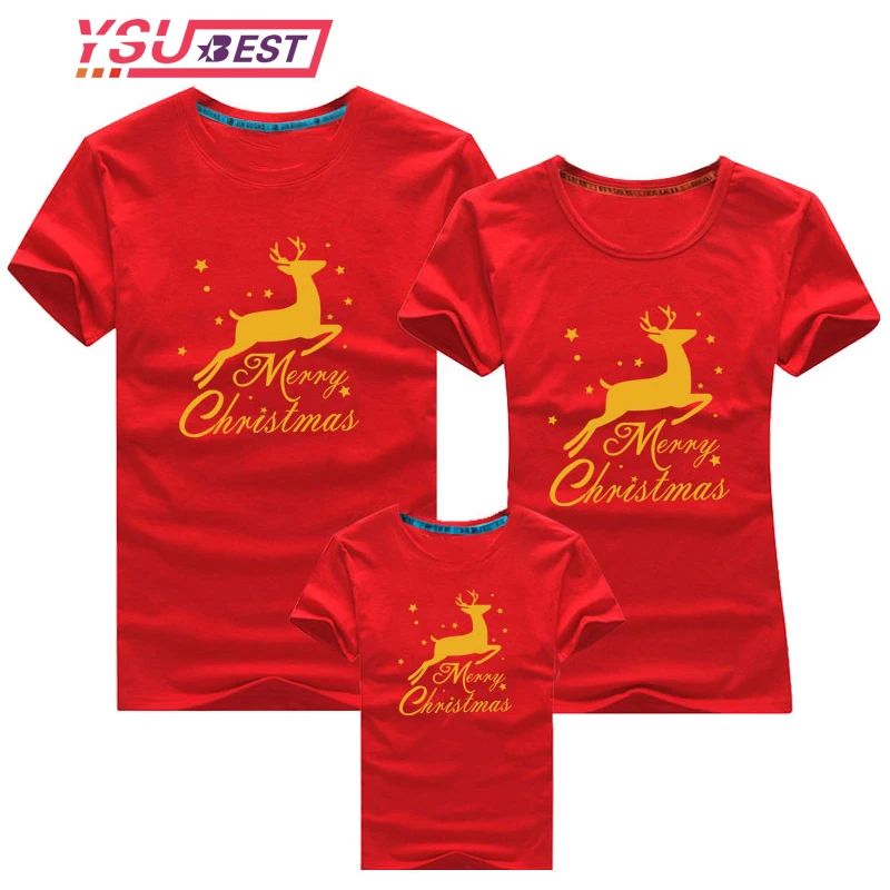 Рождественская футболка одинаковые наряды для всей семьи хлопковая одежда сна с