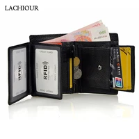 lachiour men small handy pocket wallet functional male genuine leather purse coin mens short card holder wallet bag