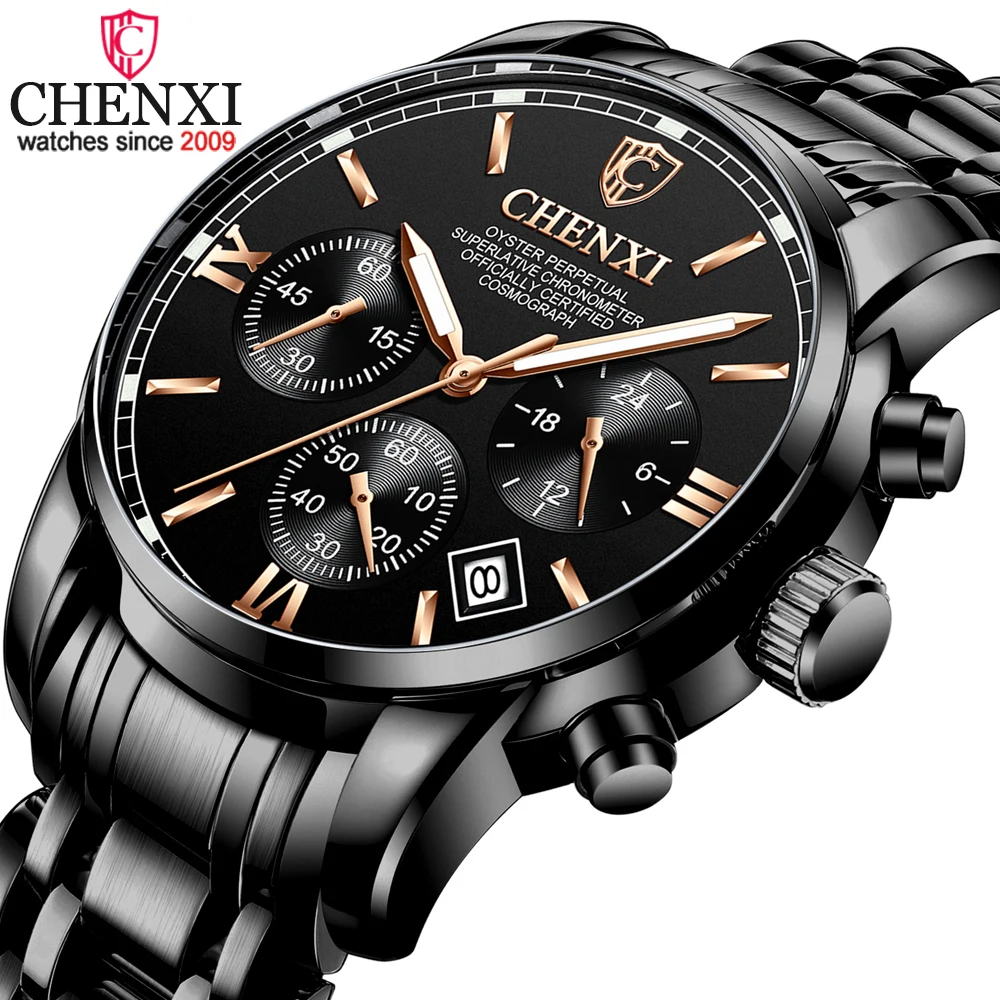 Top Brand Men's Watches Fashion Chronograph Waterproof Stainless Steel Quartz Wristwatch Luxury Business Men Watch Montre Homme