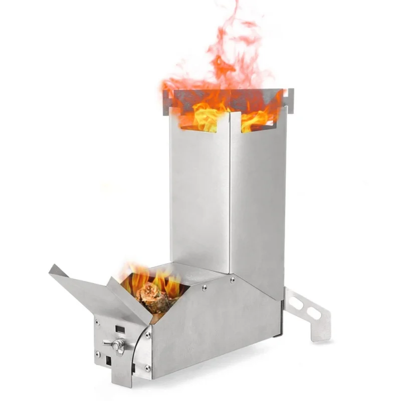 

PortableStove Camping Wood Stove Outdoor Folding Stainless BBQ Oven Burning Picnic Cooking Supplies