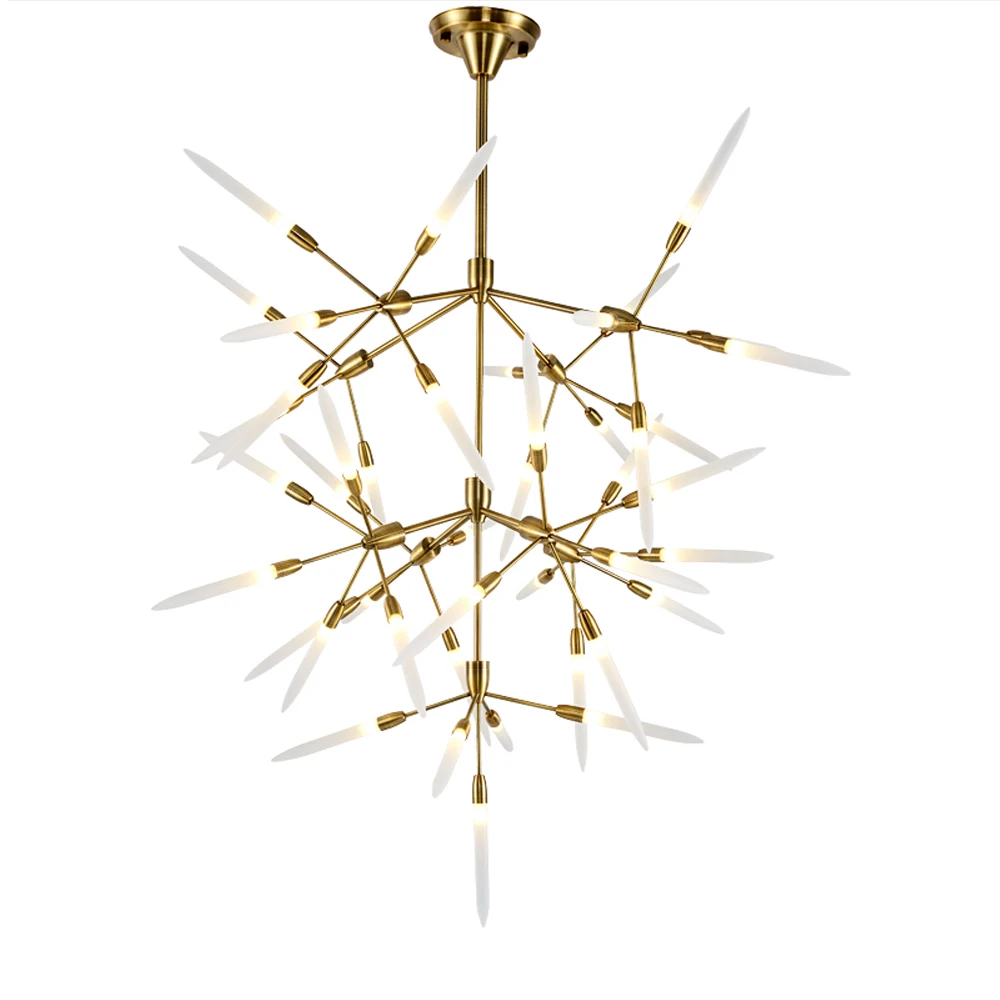 

Nordic light luxury modern living room LED chandelier lighting simple branch/golden/bedroom bar restaurant dimmable chandelier