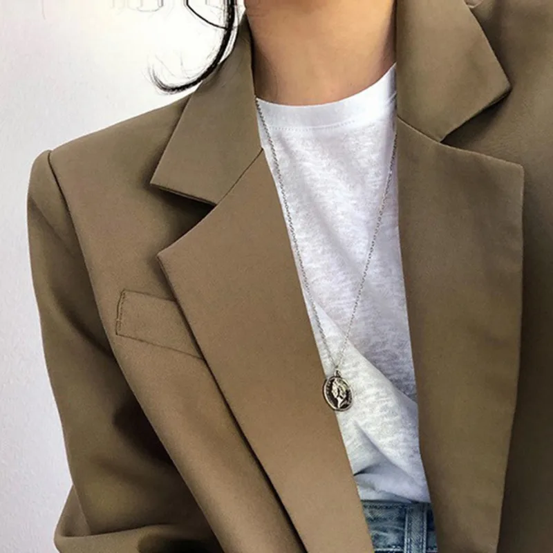 

Office Ladies Notched Collar Solid Women Blazer Elegant Autumn Jacket 2021 Vintage Pockets Double Breasted Female Suit Outerwear