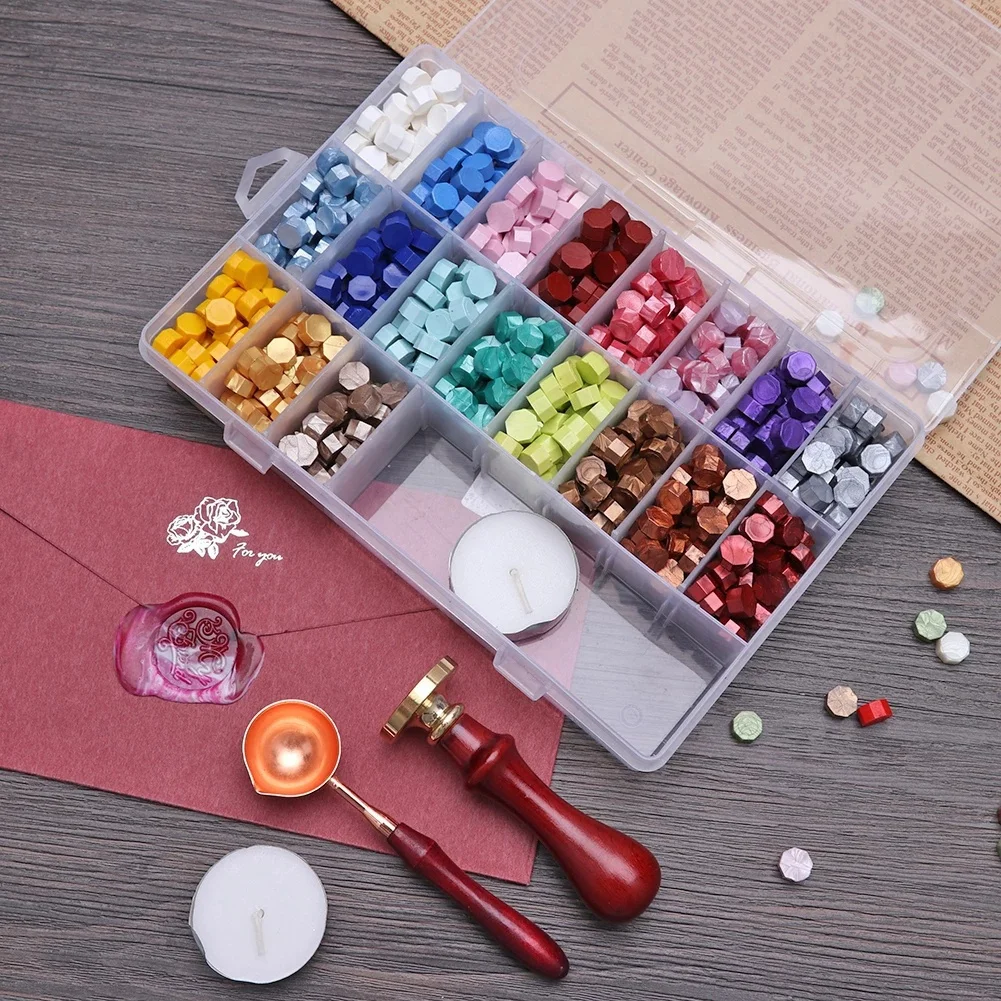 

Multicolor Sealing Wax Beans Seal Wax Tablet Octagonal Wax Sealing Kit for DIY Scrapbooking Wedding Invitation Card Craft