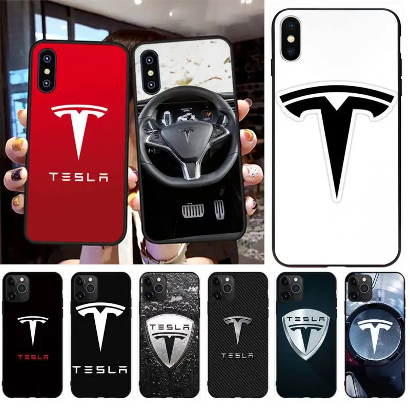 

PENGHUWAN Tesla Super Electric Car TPU black Phone Case Cover Hull for iPhone 11 pro XS MAX 8 7 6 6S Plus X 5S SE XR case