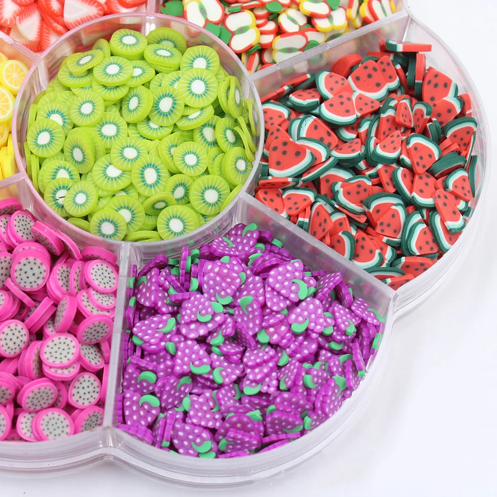 1 коробка Fimo полимерный фруктовый кусочек горячей глины разбрызгивает для рукоделия слайм материал аксессуары DIY искусство ногтей поддельные украшения торта 5*1 мм