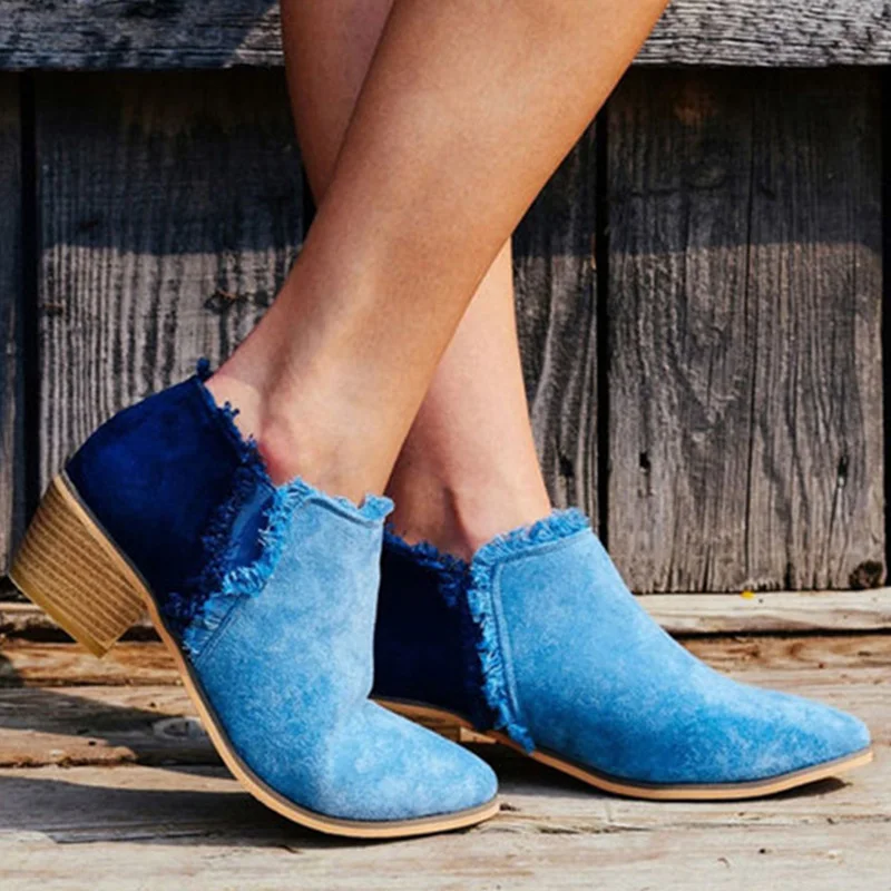 Женские ботинки из искусственной замши с острым носком на платформе|Женские