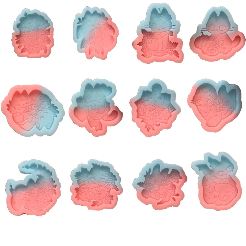 

cartoon cat resein silicone mold cute animal epoxy clay DIY form lovely kitty molds handmade soap mould keychain