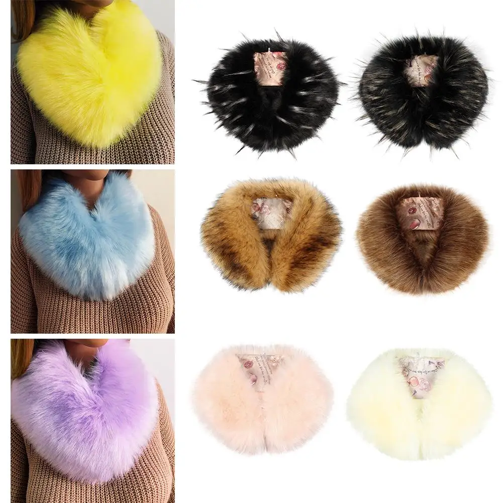 Женский зимний разноцветный модный теплый шарф из искусственного меха