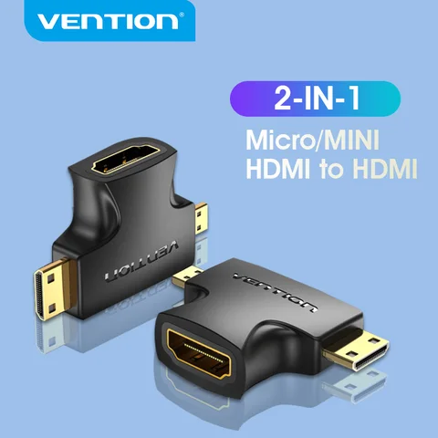 Vention Micro HDMI адаптер Micro Mini 2 в 1 Папа-мама преобразователь кабельного разъема для камеры ТВ проектор мини HDMI адаптер