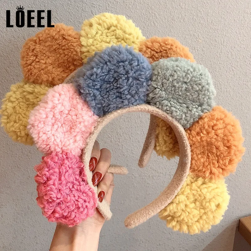 

New Colorful Flower Face Wash Scrunchie Headbands For Women Girls Headwear Candy Color Plush Hairbands Turban Hair Accessories