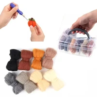 imzay 8 colors wool roving for needle felting fibre wool yarn roving with plastic storage box wool felt tools