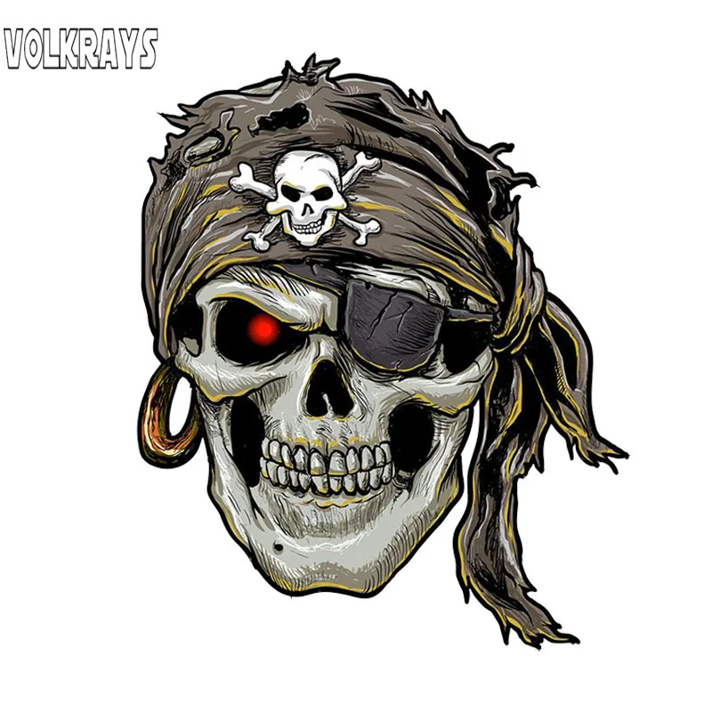 Крутая Автомобильная наклейка Volkrays стильная Пиратская череп ПВХ для мотоцикла