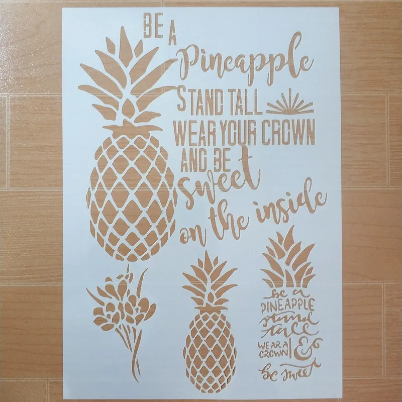 A4 Size DIY Painting Pineapple Design Stencils Template For Wall Fabric Wood Furniture Decor Embossing Paper Cards |