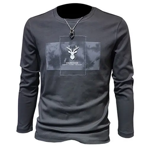 

Spring new top versatile long sleeve T-shirt personalized embroidery printing Korean Trend cotton T-shirt for men