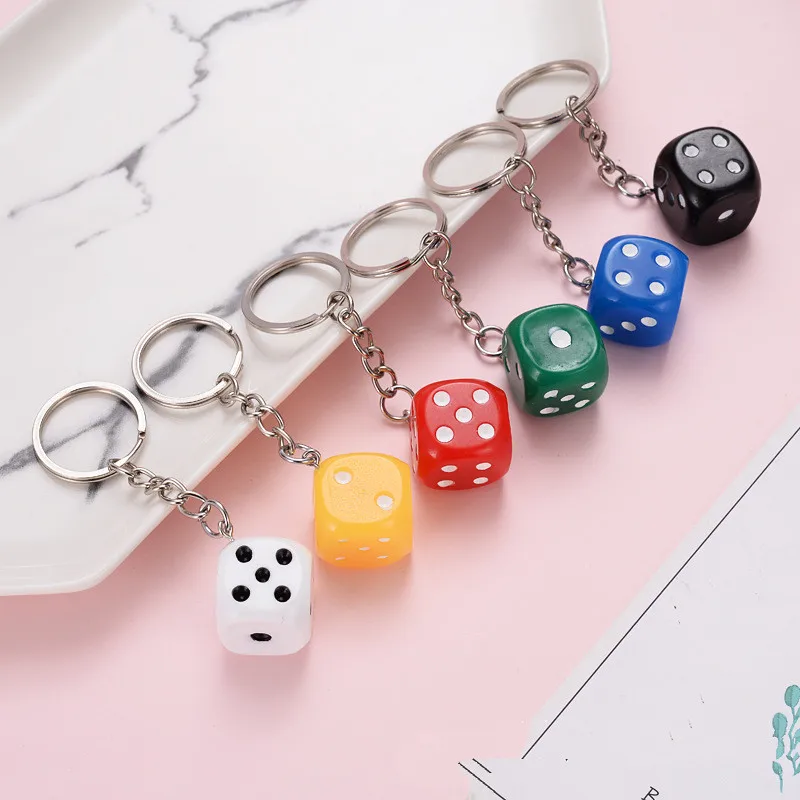 

Colorful Dice Key Chains Rings Resin Keychain Keyfob Personality Men Women Car Handbags Wallet Accessories Wholesale