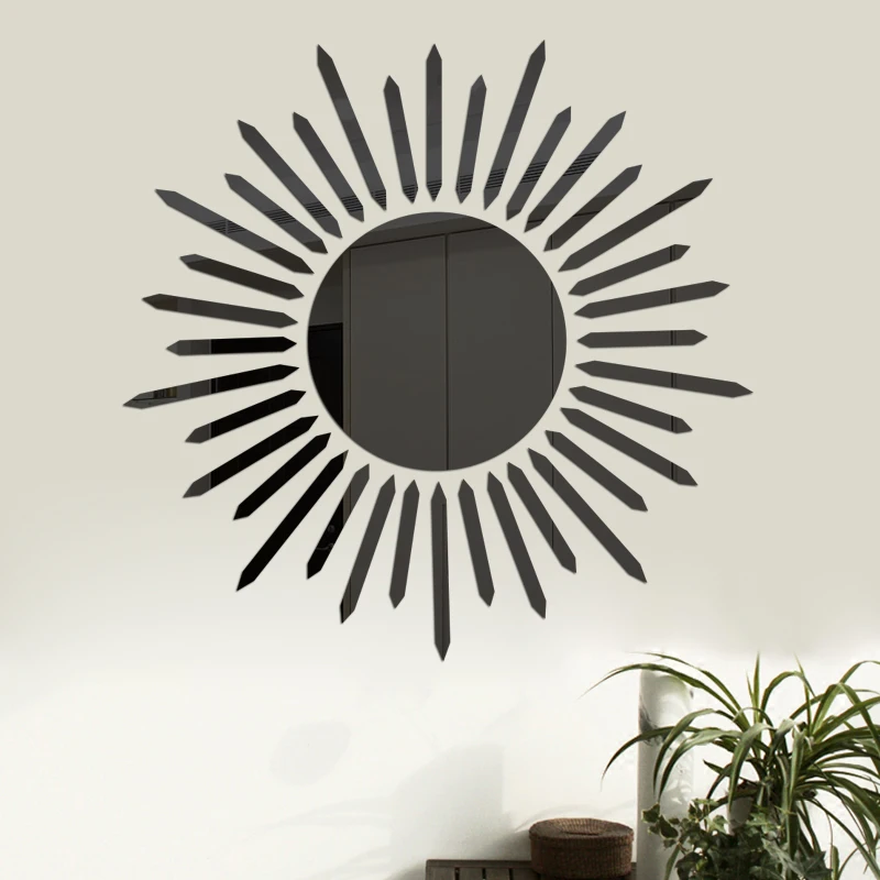 2021 New Sun Mirror Wall Sticker DIY Sunshine TV Background Acrylic Stickers For Living Room Home Art Decal Decor | Дом и сад