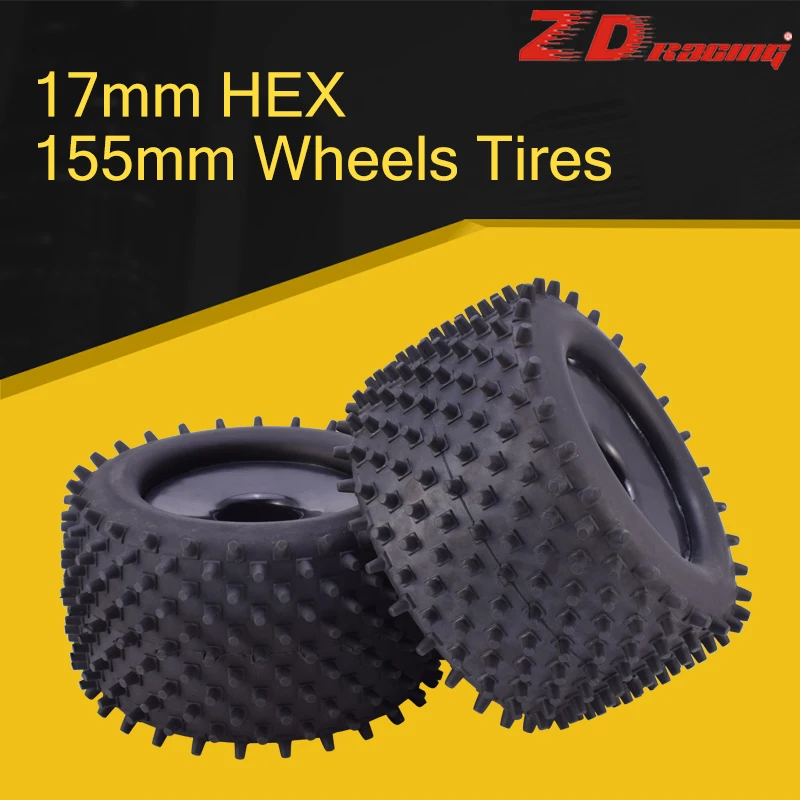 

2pcs ZD Racing 17mm HEX WHEEL and 155mm Wheels Tires for 1/8 Truggy Monster Redcat Hsp Kyosho Hobao Hongnor Team Losi GM DHK HPI