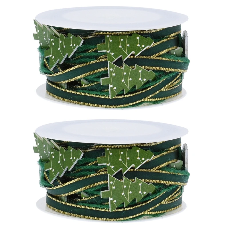 

2 roll/4 roll Christmas Polyester Ribbon Cartoon Heart Xmas Tree Candy Cane Stoc 634C