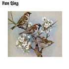 5D Diy алмазная живопись воробей и с вышивкой и цветочным принтом, изображение круглый квадратная Мозаика из страз, вышитая бисером Арт Декор для дома