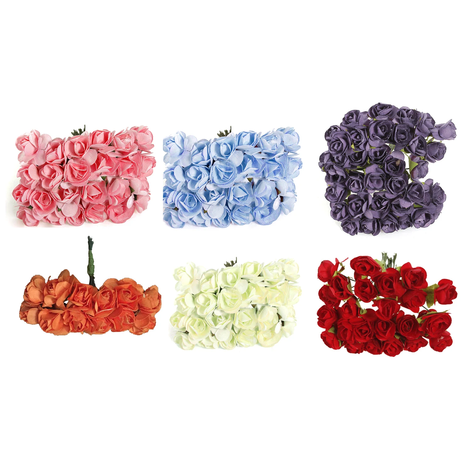 

144pcs Mini Petite Paper Artificial Rose Buds Flowers DIY Craft Wedding Decor Home