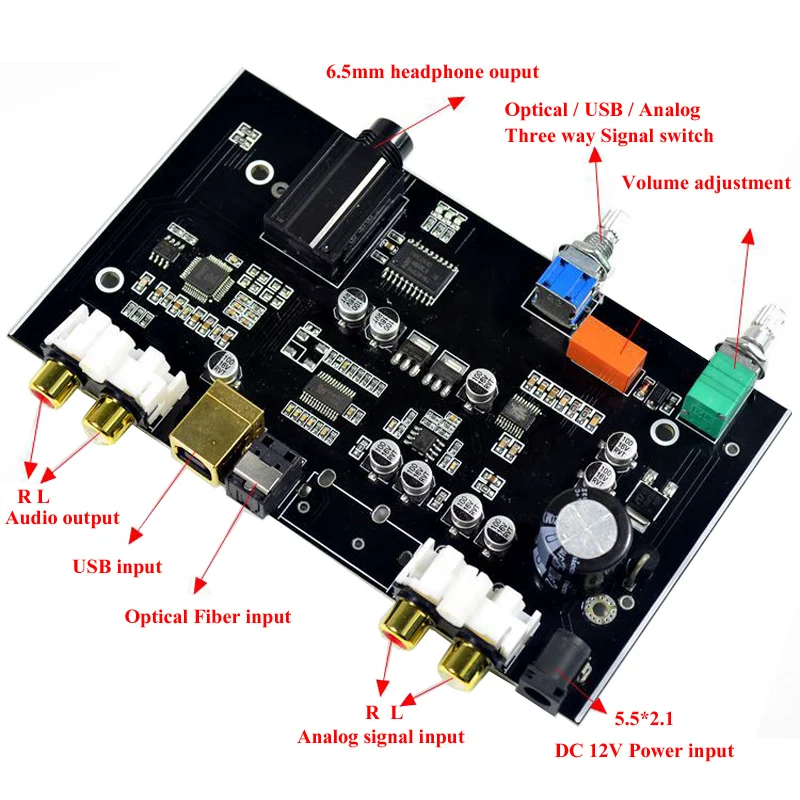 Lusya PCM5100 MS8416 оптическая USB вход DAC доска с громкости звука Управление Поддержка 96