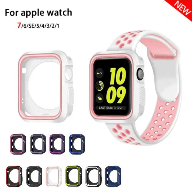 

Silicone Case For Apple Watch 45MM 41MM 38MM 40MM 42MM 44MM Plastic Bumper Cover Protection Shell For IWatch 7 6 SE 5 4 3 2 1