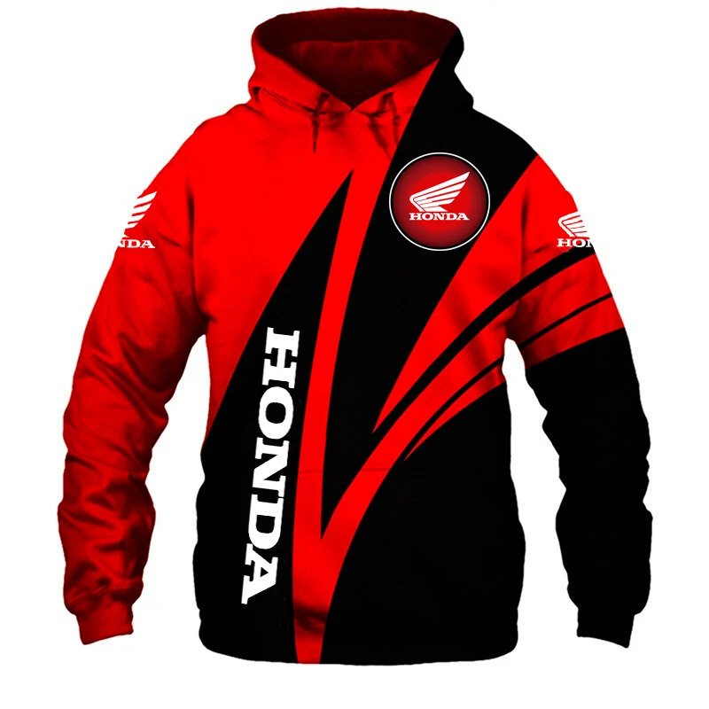 

2021 New Honda Wing Logo Hoodie 3D Digital Print Men Women Sweatshirt Harajuku Long Sleeve Pullover Fashion Male Sportswear Coat
