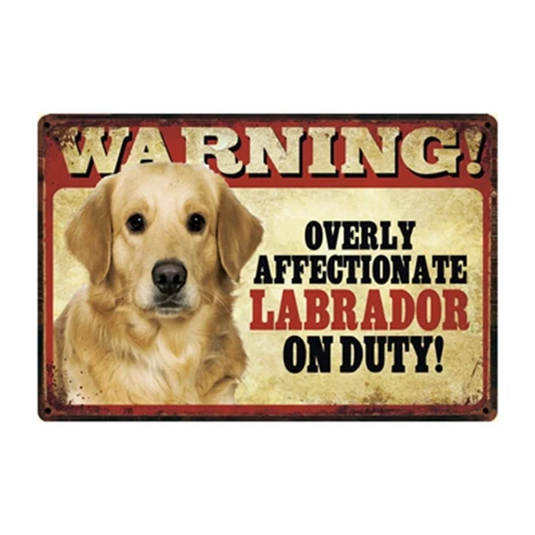 

Pets Shop Dog Warning Golden Labrador Metal Sign Tin Poster Home Decor Bar Wall Art Painting 20*30 CM 7.8x11.8inch