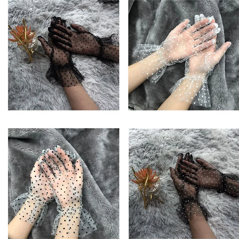 Женские кружевные короткие перчатки летние Mesh Gauze/Ультра тонкие для женщин в