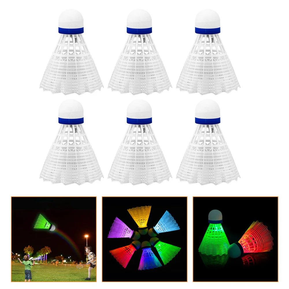 

6 Pcs Unique Luminous Badminton Glowing Shuttlecocks Badminton (White Blue)