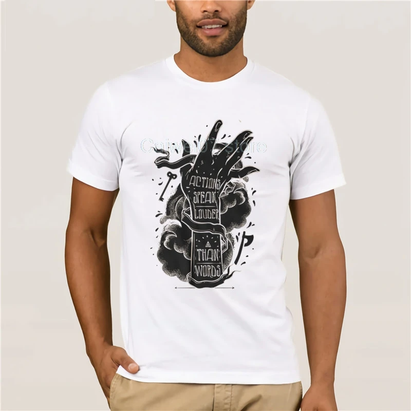 

t-shirt for men Actions speak louder New Summer Men's Casual Print Fashion Summer Fashion Street Short Sleeve T-Shirt