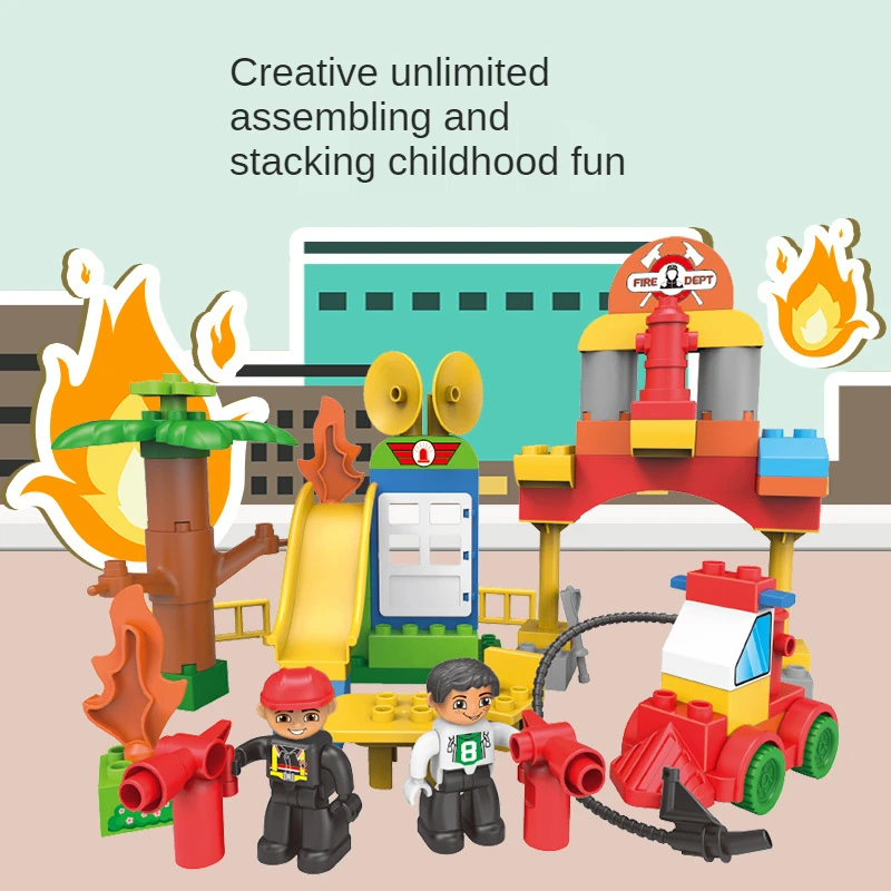 

Children's Early Education Large Particle Building Blocks Car Sets Diy Colorful Auto Parts Series Variety Assembled Toys For Kid