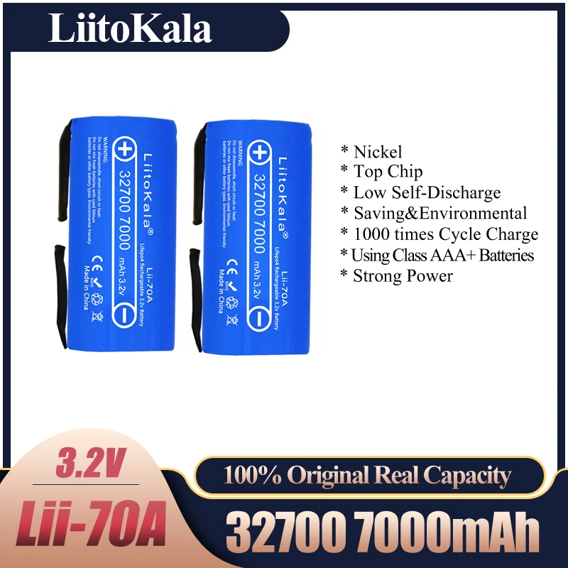 Литий железо фосфатный аккумулятор LiitoKala 3 2 в 32700 7000 мА · ч 6500 35 А непрерывный