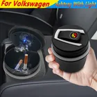 1 шт. портативная пепельница светодиодный автомобиля светодиодная подсветка пепельница для сигар наклейки для VWs Volkswagen CC Polo T5 6R Golf 7 6 5 4 MK7 MK5 Passat B6 Touran