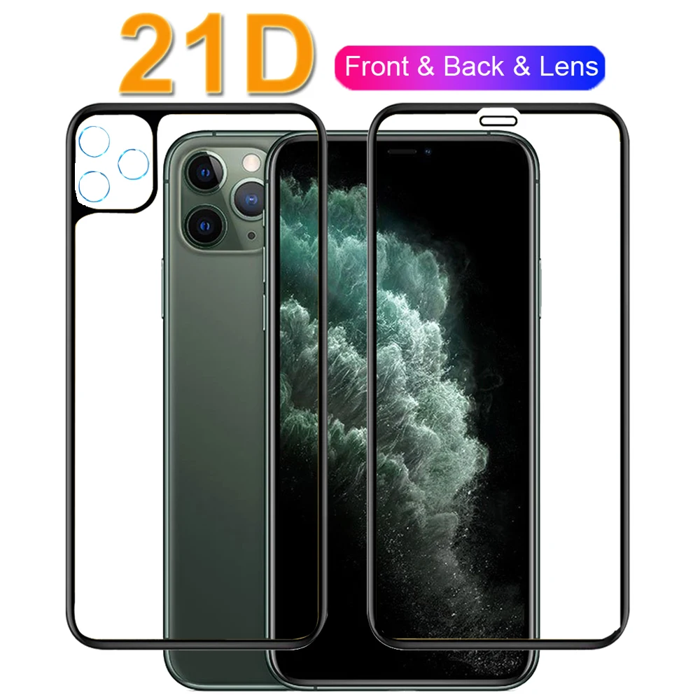 21D полное тело пленки для iPhone 11 Pro Max стекло изогнутое покрытие передняя + задняя