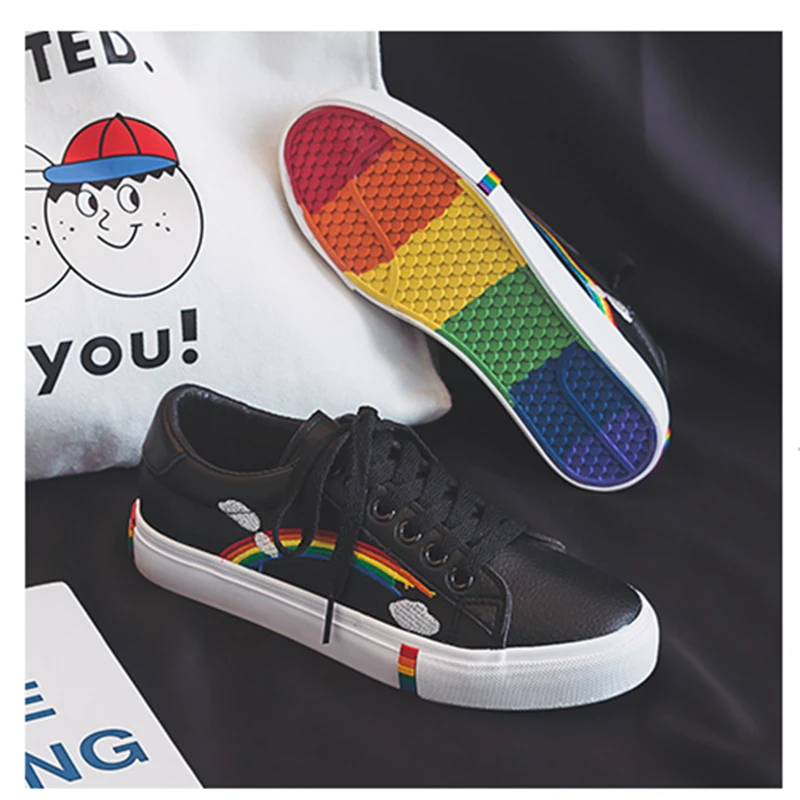 Женская кожаная обувь радужной расцветки коллекция 2019 года сезон осень модная на