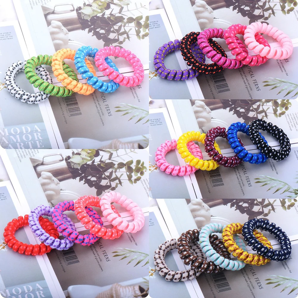 

Mixed style High Elasticity Colorful Telephone Wire Line Bracelets Rubber Band Hair Ties Rope Ponytail Holder Hair Gum Rubber