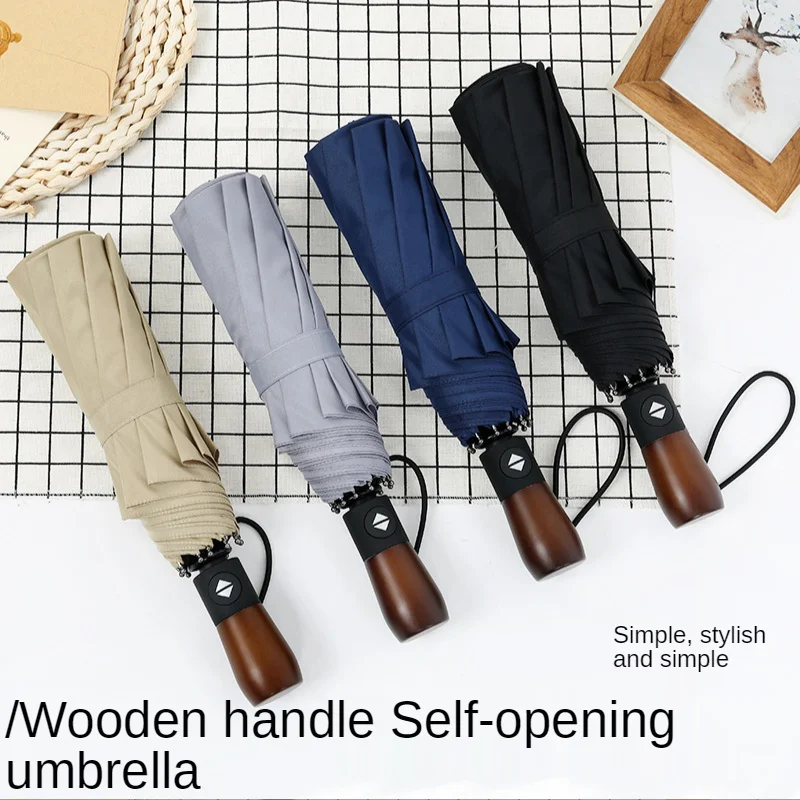 Автоматический автоматический зонт складной с 3 складками 10 ребер большой ручкой