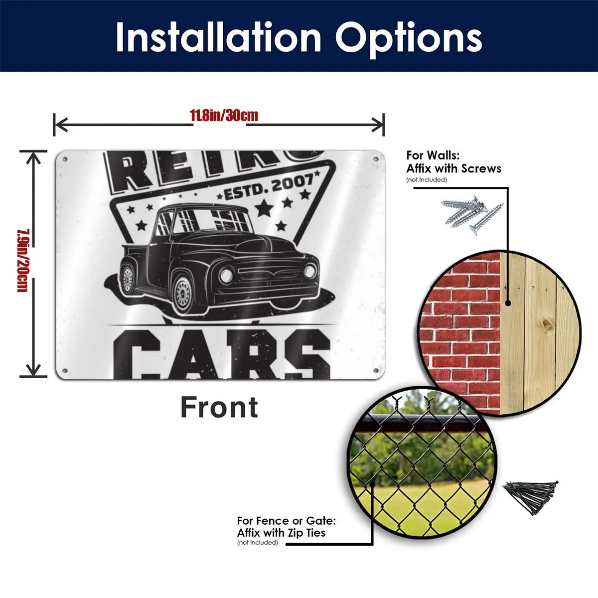 

Retro Cars Sign 11.8*7.9 In One Size Metal Tin Signs For Home Decor