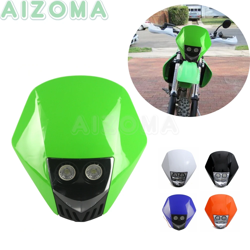 Зеленая фара для мотокросса мотоцикла грязи 10 Вт MR16LED обтекатель фары Honda Kawasaki KX250F