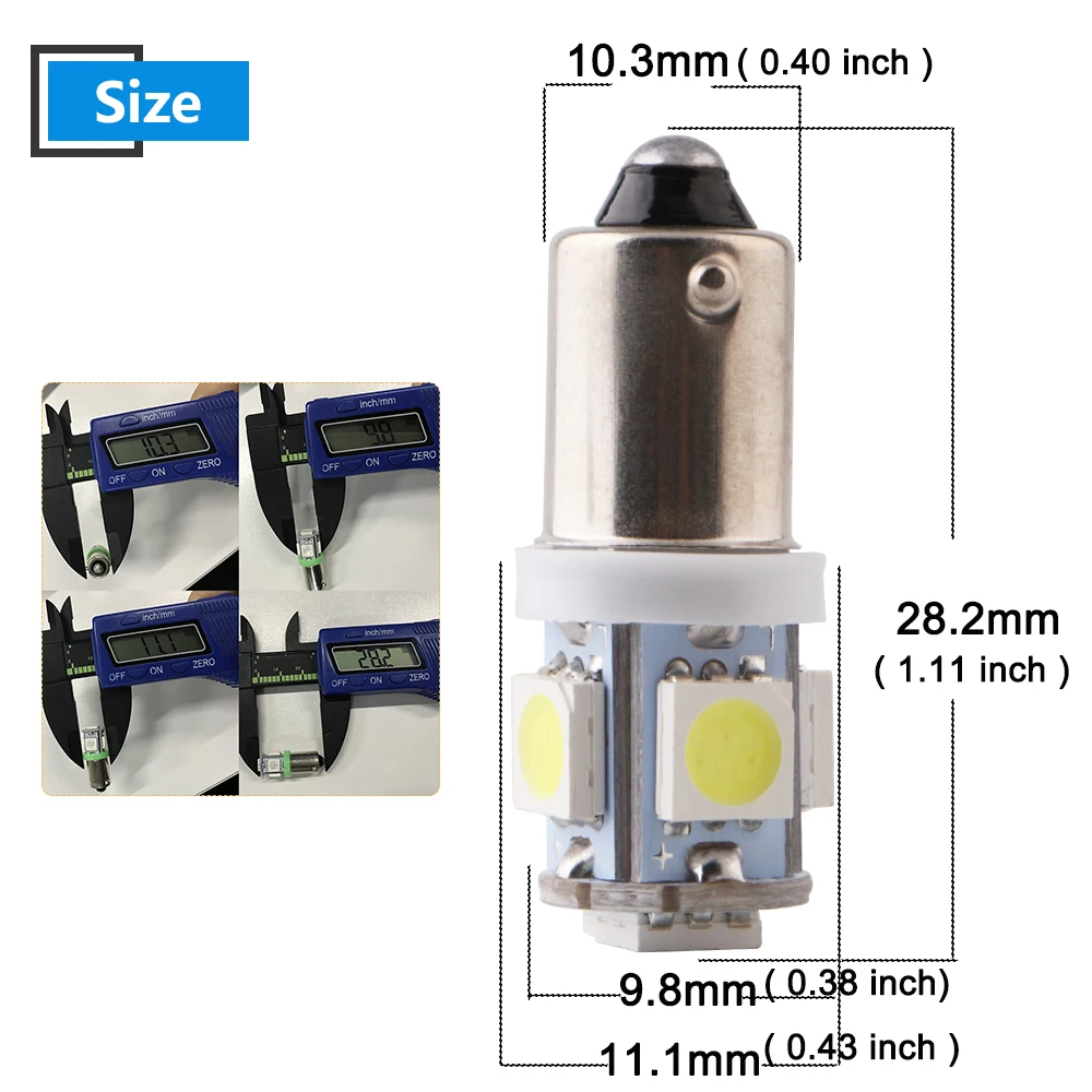 DC 12V 24V 10 шт. BA9S W6W 5050 5 SMD СВЕТОДИОДНЫЙ Клин для лампы светодиодный автомобиль