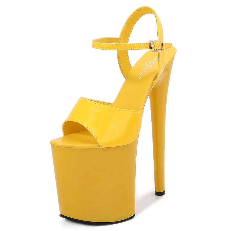 

patent leather 20cm super high heels thin heel sexy waterproof platform hate super high sandals women's summer