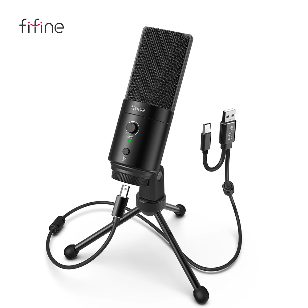 

FIFINE 192KHz/24bit USB&Type-C Microphone with Mute Button Gain Control Condenser PC MIC for Cardioid Studio Recording-K683A