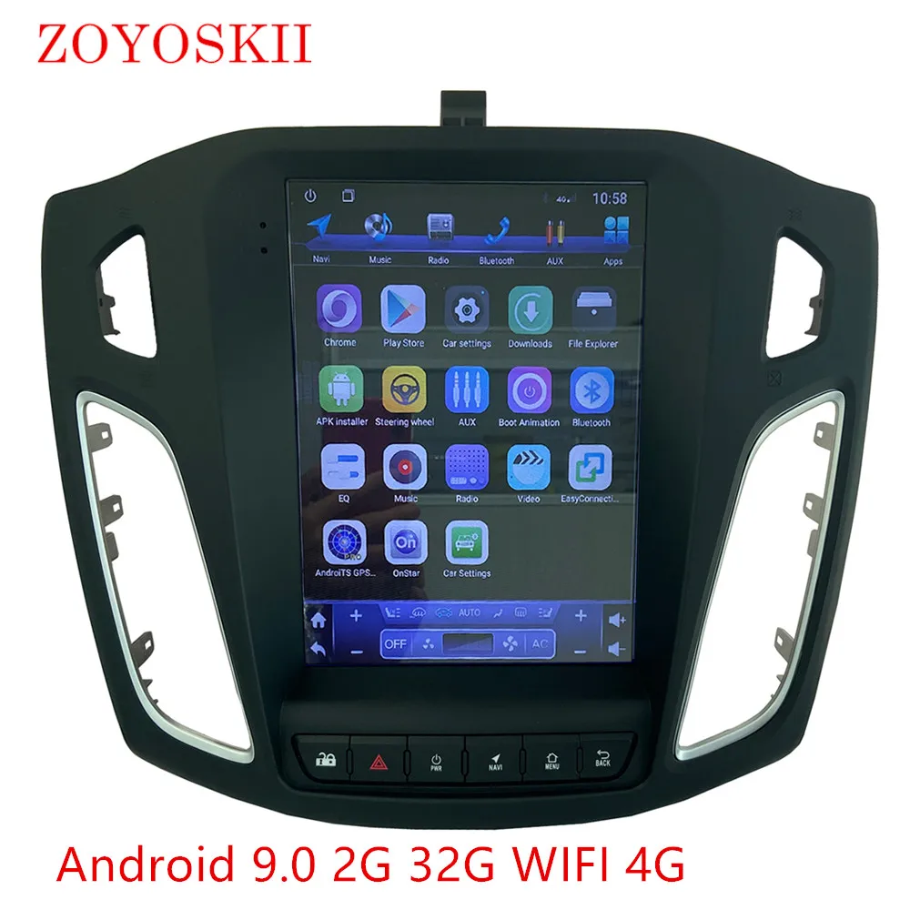 ZOYOSKII Android 9,0 10,4 дюймов ips вертикальный экран автомобильный gps Мультимедиа Радио bt навигационный плеер для ford focus salon 2012