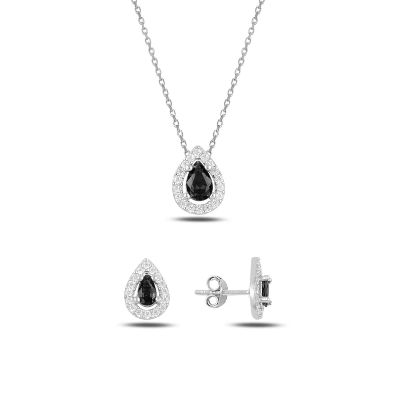 

Silverlina Silver Drop Colorful Zircon Engagement Set