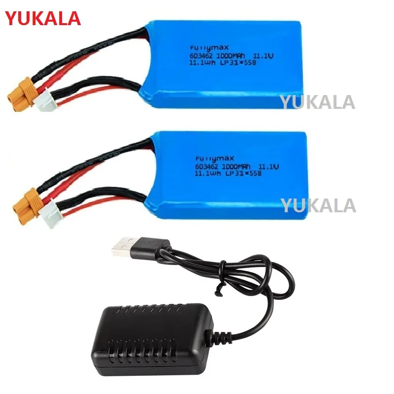 YUKALA 11 1 В 1000 мАч Lipo батарея 3s для XK X450 FPV RC Дрон запасные части Аксессуары