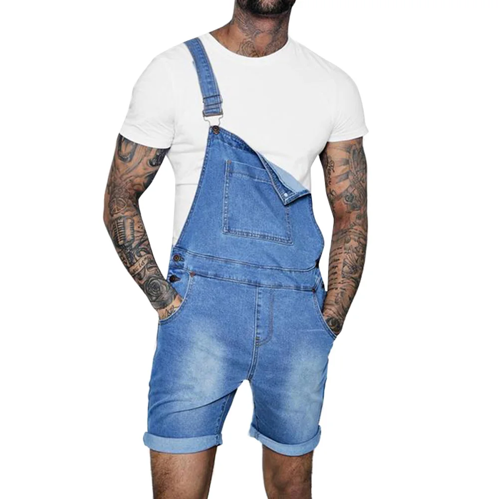 

Men Denim Bib Workwear Fashion Denim Jumpsuit with Pocket Jumpsuits Rompers FS99