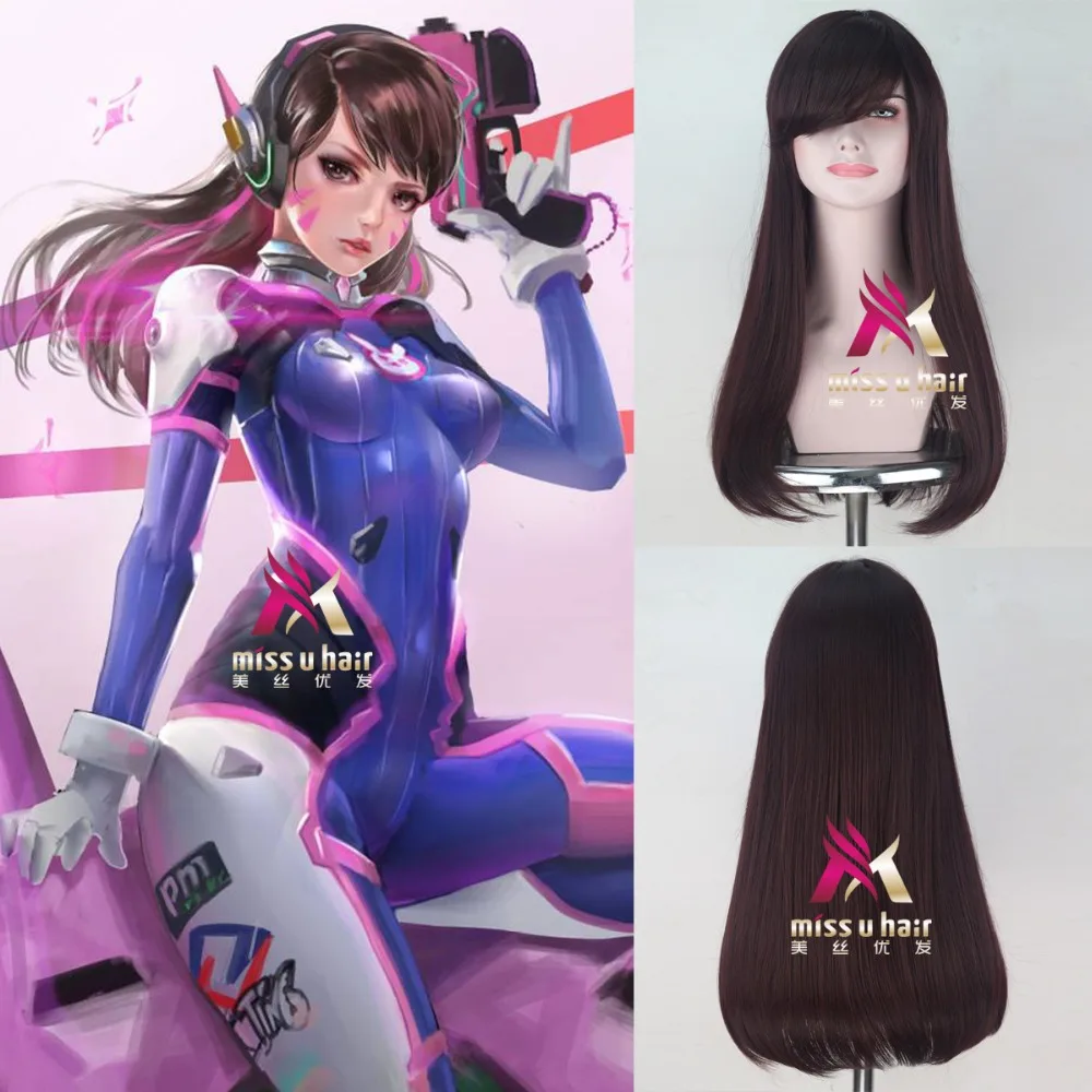 

NEW High quality D.Va cosplay wig O W 0verwatch Game cowtume play wigs Halloween costumes hair free shipping +wig cap